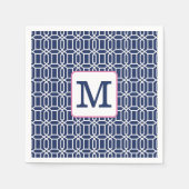Serviette En Papier Monogramme d'octogone blanc Preppy Navy initial (Devant)