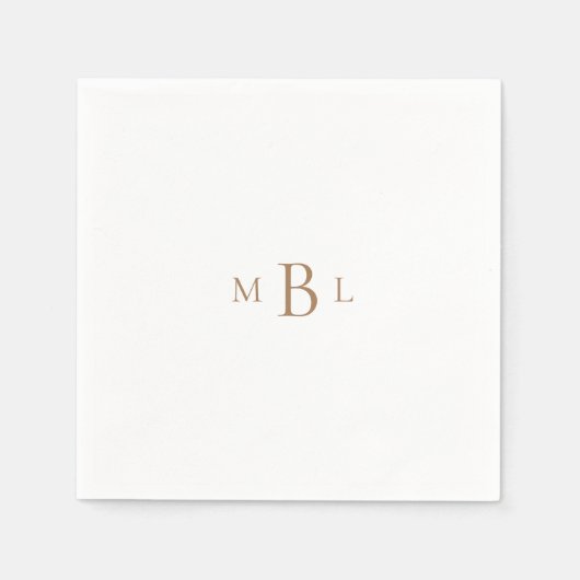 Serviette En Papier Monogramme d'or Blanc mariage élégant Cocktail II (Devant)