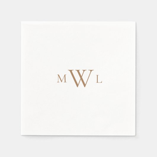 Serviette En Papier Monogramme d'or Blanc mariage élégant Cocktail II (Devant)