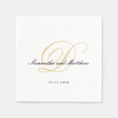 Serviette En Papier Monogramme d'or classique simple et élégant (Devant)