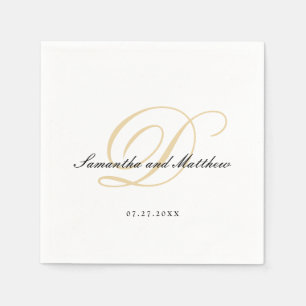 Serviette En Papier Monogramme d'or classique simple et élégant