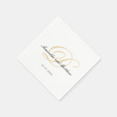 Serviette En Papier Monogramme d'or classique simple et élégant (Coin)