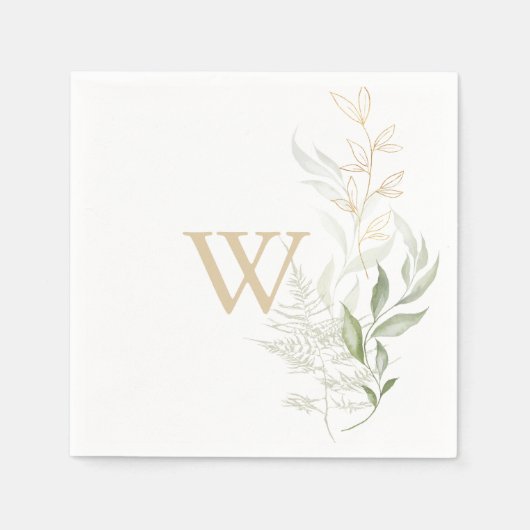 Serviette En Papier Monogramme doré Mariage Napkin (Devant)