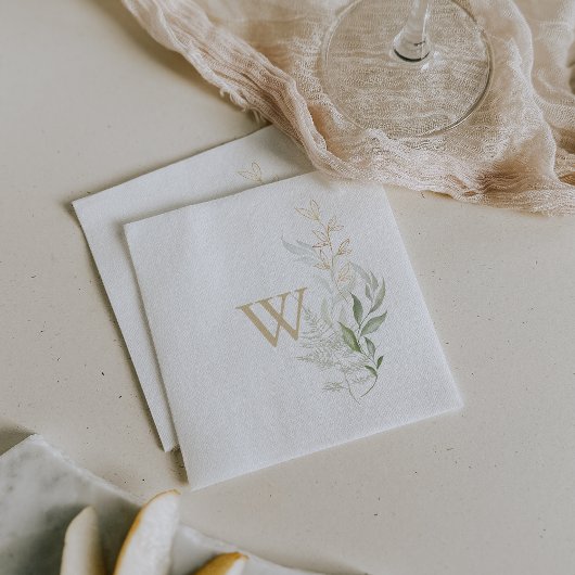 Serviette En Papier Monogramme doré Mariage Napkin