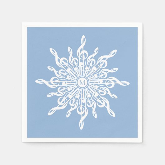 Serviette En Papier Monogramme d'ornement bleu d'hiver G-Clef Snowflak (Devant)