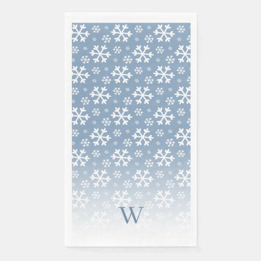 Serviette En Papier Monogramme du flocon bleu (Devant)