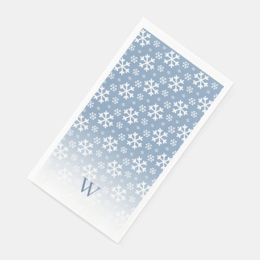 Serviette En Papier Monogramme du flocon bleu (Coin)