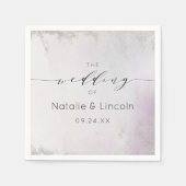 Serviette En Papier Monogramme du Mariage d'huile d'argent violet Ombr (Devant)