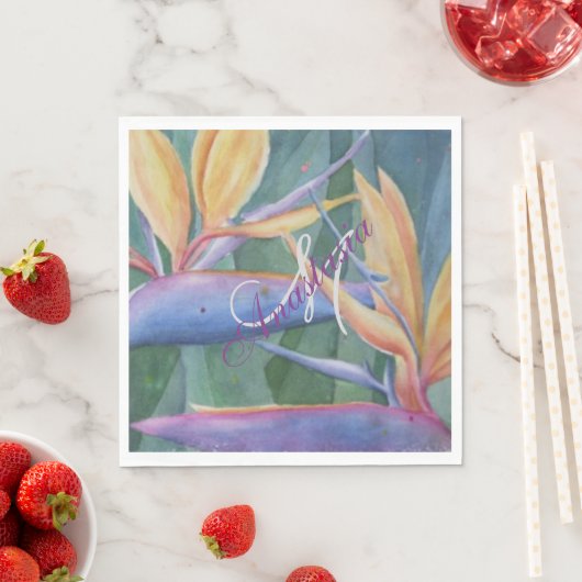 SERVIETTE EN PAPIER MONOGRAMME DU PARADIS TROPICAL (En situation)