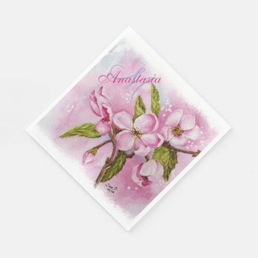 SERVIETTE EN PAPIER MONOGRAMME DU PARTI DE FLING AU PRINTEMPS ROSE (Coin)
