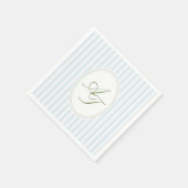 Serviette En Papier Monogramme élégant à rayures bleues (Coin)