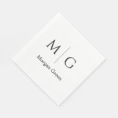 Serviette En Papier Monogramme élégant avec design de nom blanc (Coin)