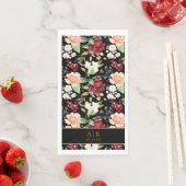 Serviette En Papier Monogramme Elegant Black Gold Floral (En situation)