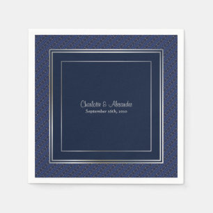 Serviette En Papier Monogramme Elegant Bleu foncé Mariage frontière d'