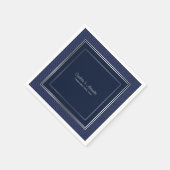 Serviette En Papier Monogramme Elegant Bleu foncé Mariage frontière d' (Coin)