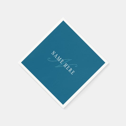 Serviette En Papier Monogramme élégant | Bleu océan (Coin)
