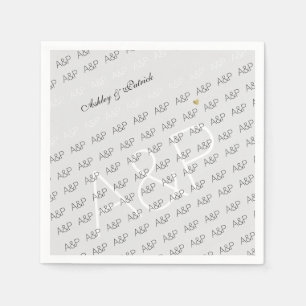 Serviette En Papier monogramme élégant, clair et simple gris clair