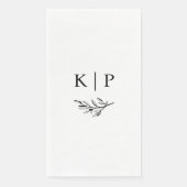 Serviette En Papier Monogramme élégant de mariage avec verdure (Devant)