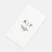 Serviette En Papier Monogramme élégant de mariage avec verdure (Coin)