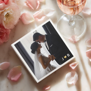 Serviette En Papier Monogramme Élégant de Photo de Couple de Mariage P