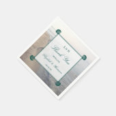 Serviette En Papier Monogramme élégant et mariage Turquoise sur la pla (Coin)