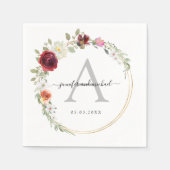 Serviette En Papier Monogramme, élégant mariage de fleurs d'eucalyptus (Devant)