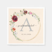 Serviette En Papier Monogramme, élégant mariage de fleurs d'eucalyptus (Devant)