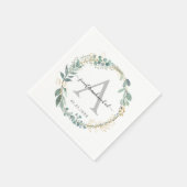 Serviette En Papier Monogramme, élégant mariage eucalyptus (Coin)
