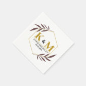 Serviette En Papier monogramme élégant mariage or (Coin)