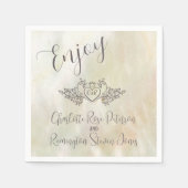 Serviette En Papier Monogramme Elegant Mère de Pearl Peach Mariage (Devant)
