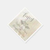 Serviette En Papier Monogramme Elegant Mère de Pearl Peach Mariage (Coin)
