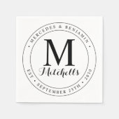 Serviette En Papier Monogramme élégant moderne Mariage personnalisé (Devant)
