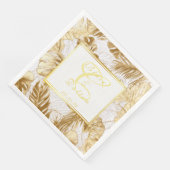 Serviette En Papier Monogramme Elegant Monstera Gilded Gold Mariage (Coin)