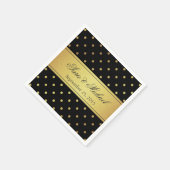 Serviette En Papier Monogramme élégant - Pois noir et or (Coin)