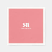 Serviette En Papier Monogramme Élégant rose minimal (Devant)