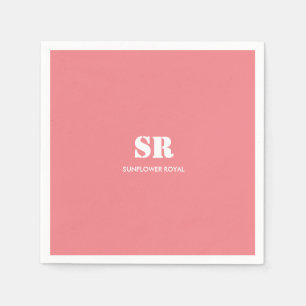 Serviette En Papier Monogramme Élégant rose minimal