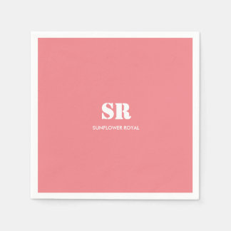 Serviette En Papier Monogramme Élégant rose minimal