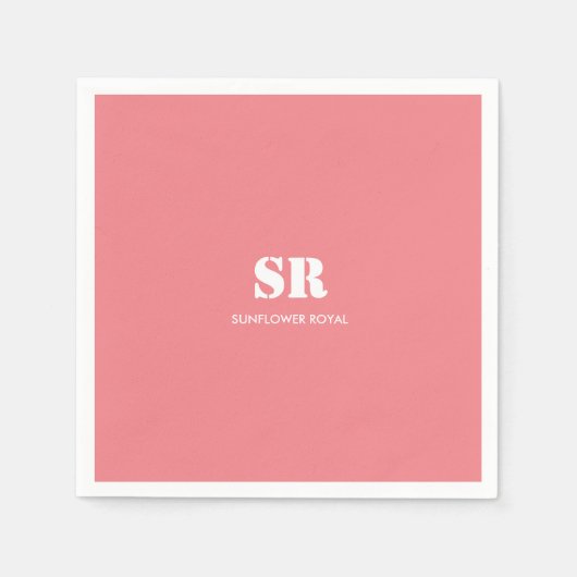 Serviette En Papier Monogramme Élégant rose minimal (Devant)