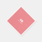 Serviette En Papier Monogramme Élégant rose minimal (Coin)