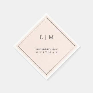 Serviette En Papier Monogramme Élégant Rose Simple pour Mariage