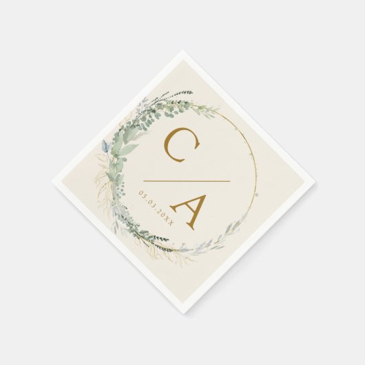 Serviette En Papier Monogramme, élégantes serviettes mariages à l'euca (Coin)