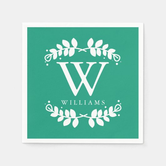 Serviette En Papier Monogramme Emerald Green (Devant)