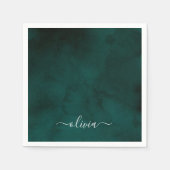 Serviette En Papier Monogramme Emerald Green Watercolor (Devant)