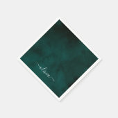 Serviette En Papier Monogramme Emerald Green Watercolor (Coin)