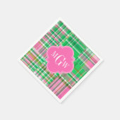 Serviette En Papier Monogramme Emerald Hot rose Preppwork Madras (Coin)