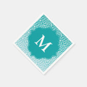 Serviette En Papier Monogramme Empreinte de léopard Turquoise (Coin)