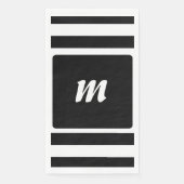 Serviette En Papier Monogramme en bande noire et blanche (Devant)