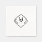 Serviette En Papier Monogramme en diamant avec fleurs en serviettes no (Devant)