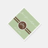 Serviette En Papier Monogramme en Sage Green et Napkin Brown (Coin)