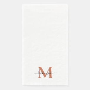 Serviette En Papier Monogramme en terre cuite simple et élégant